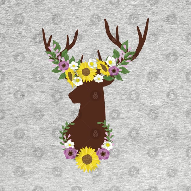 Deer Antler And Sunflower by Animal Specials